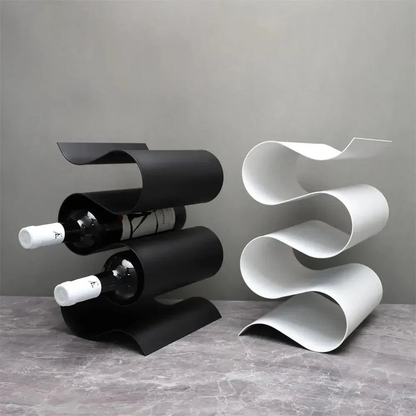 Countertop Wine Racks Free Standing 3 Bottle Holder Sculptural Iron Organizer