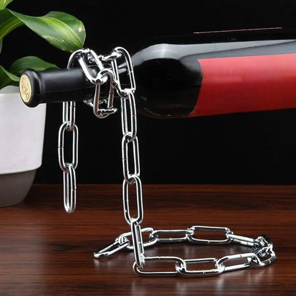 Single Wine Bottle Holder, Chain & Pearl Style Stand