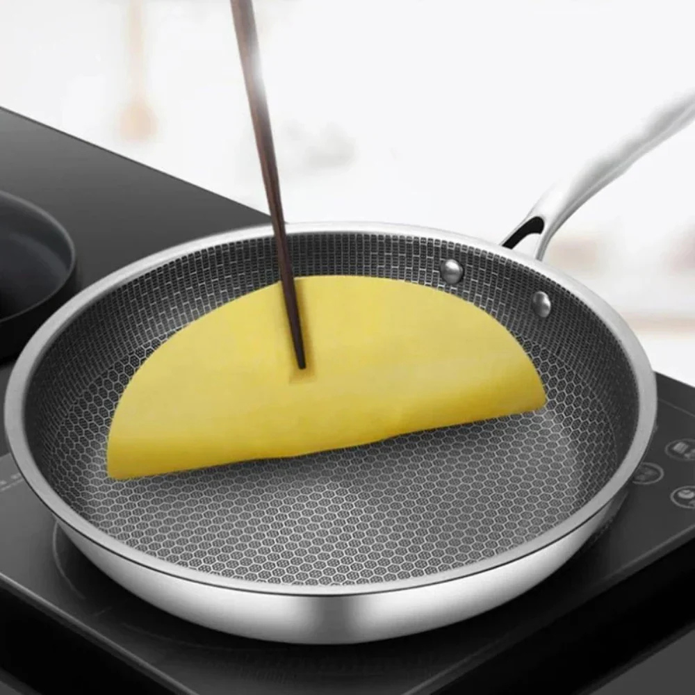 Large Non-stick Frying Pan - Modern Stainless Steel