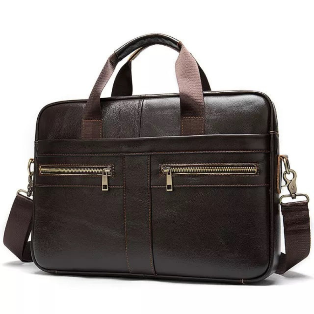 Briefcase for Men Genuine Cow Leather Messenger Shoulder Travel Bag 17 Inch