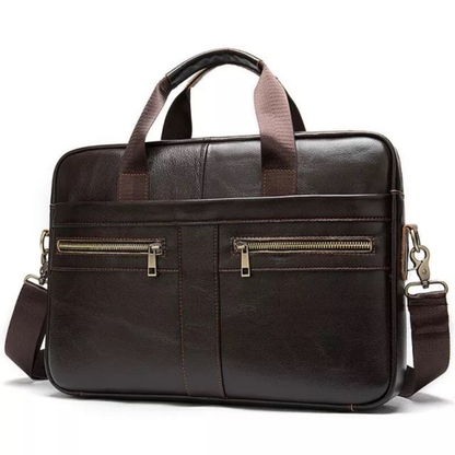 Briefcase for Men Genuine Cow Leather Messenger Shoulder Travel Bag 17 Inch