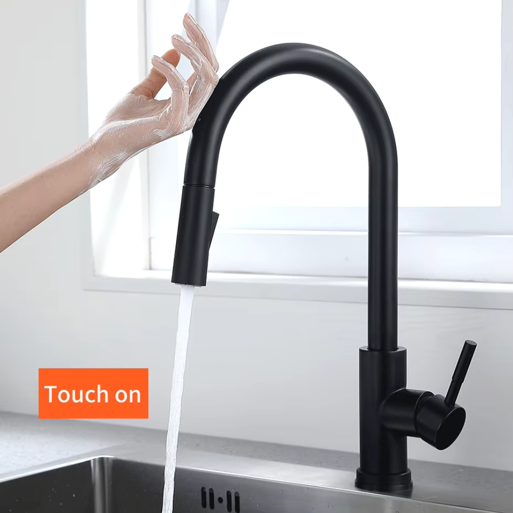 Kitchen Sensor Faucet Water Tap, Stainless Steel Smart Touch With 4 Colors