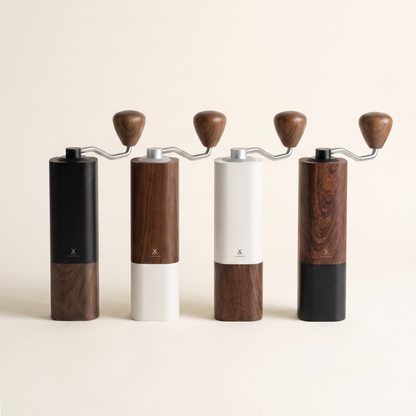 Manual Coffee Grinder with Conical Burr and Long Curved Crank Handle