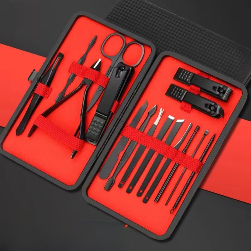 Mens Thick Nail Clipper Set Stainless Steel Portable Grooming Kit