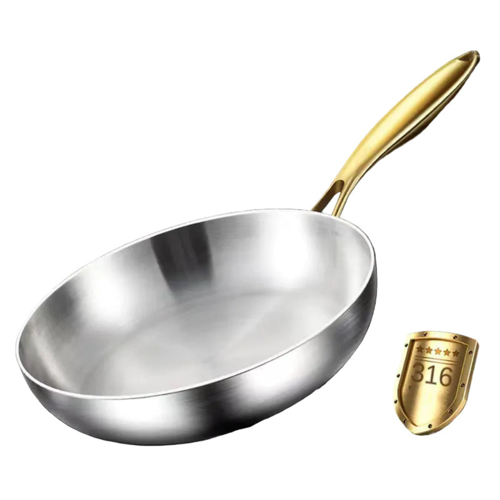 Frying Pan Stainless Steel 316 Multi Cooktop Wok with Glass Lid