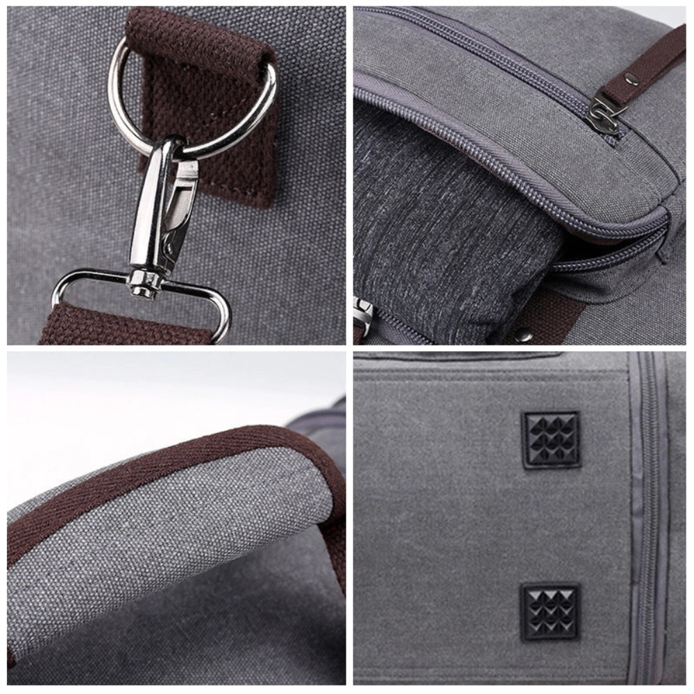Canvas Duffle Bag Large Travel Weekender Pack with Rugged Shoulder Strap