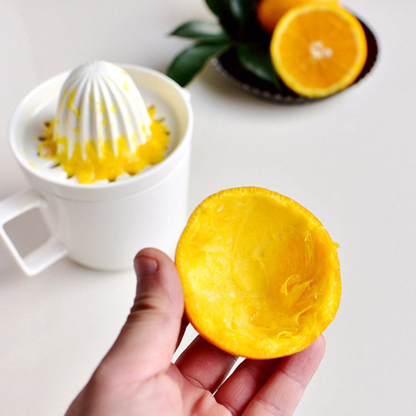 Orange Juicer Handheld Manual Lemon Press, Ceramic Ribbed Fruit Squeezer