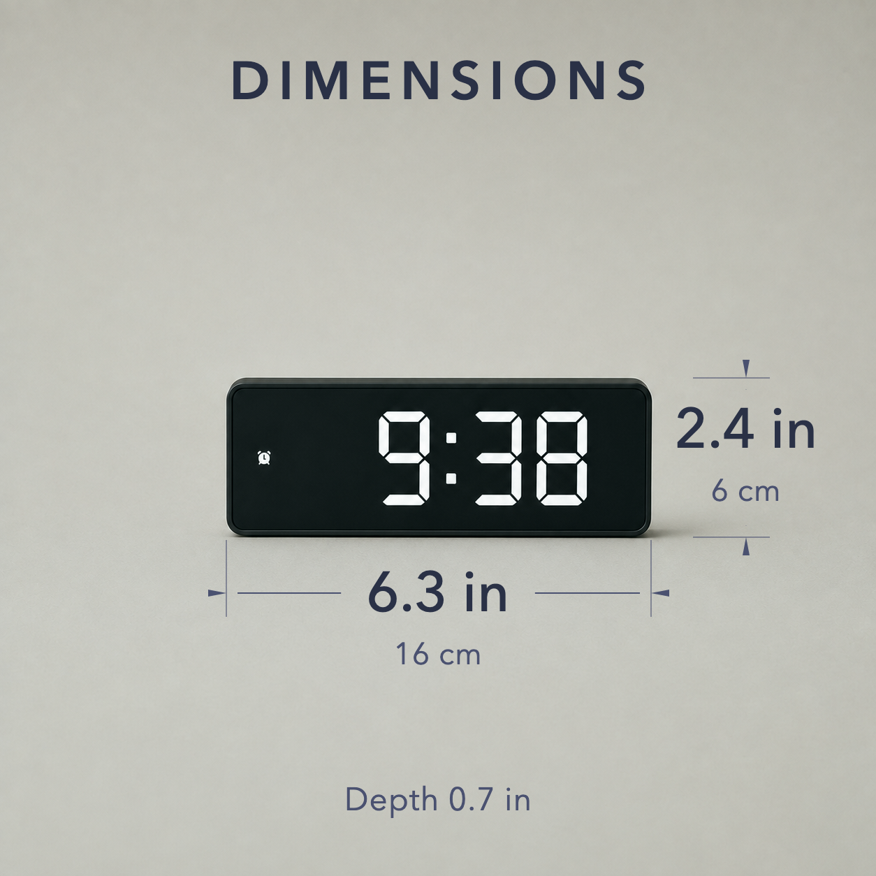Dimensions diagram: 6.3 inches wide by 2.4 inches tall, 0.7 inches deep