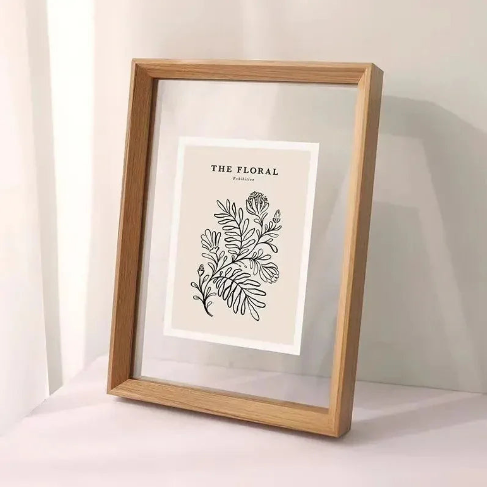 Picture Frame Floating Wood Display Holder for Photos and Art Prints