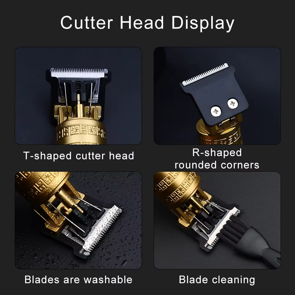 Stainless Steel Hair Clipper, Mens Hair Cutter With Engraved Style Handle