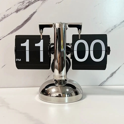 Retro Mens Flip Clock With Stainless Steel Frame