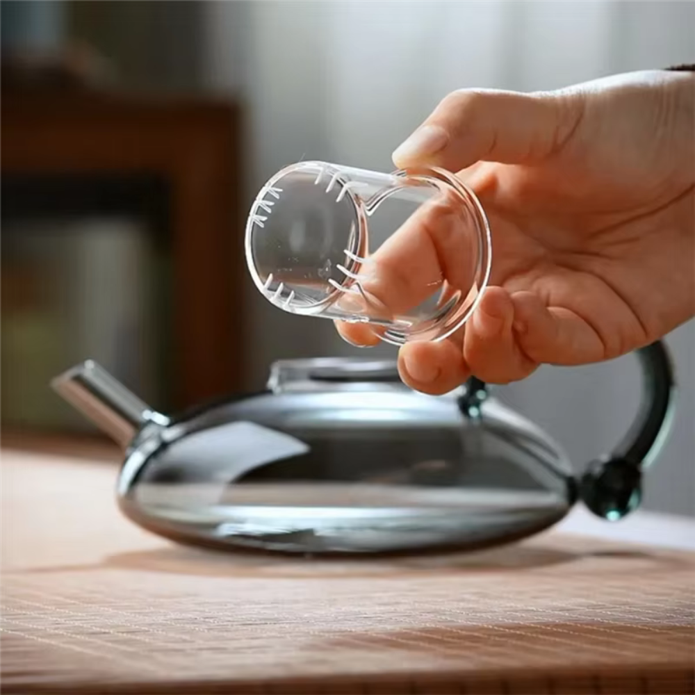 Glass Teapot Kettle WIth Filter & Tea Cups Matching Set