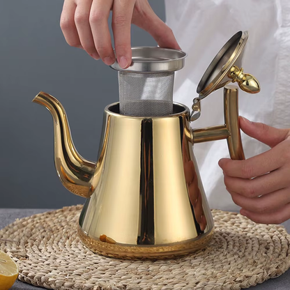 Stainless Steel Teapot With Filter, Induction Tea Kettle Cooker With Stainless Steel Lid