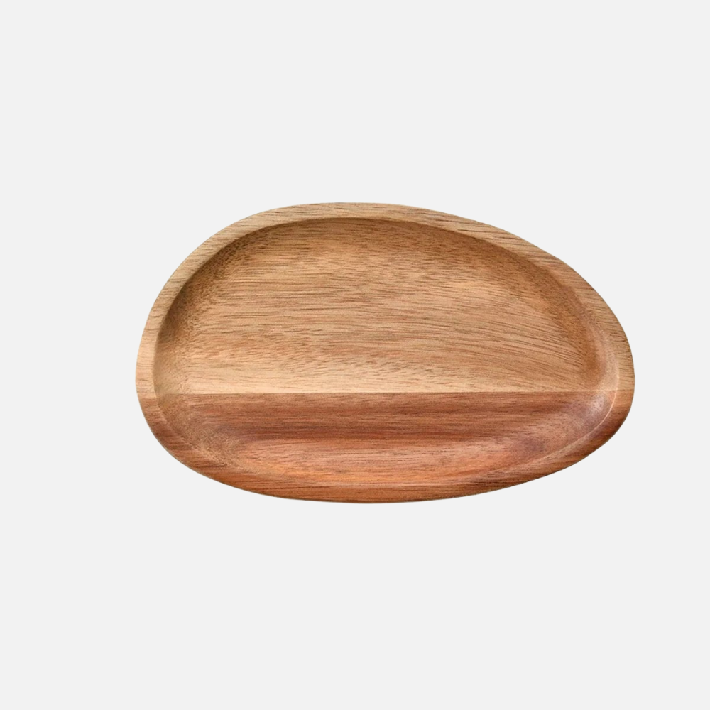 Acacia Wood Serving Tray - Raised Edge Wooden Tray