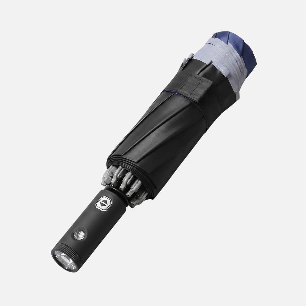 Foldable Umbrella with Automatic Button, Reverse Design and LED Flashlight