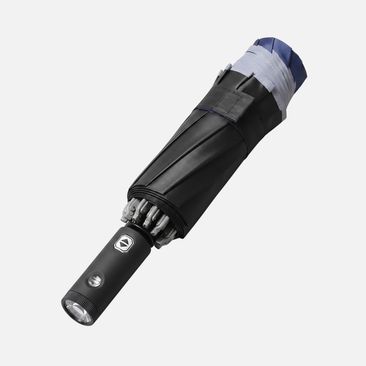 Foldable Umbrella with Automatic Button, Reverse Design and LED Flashlight