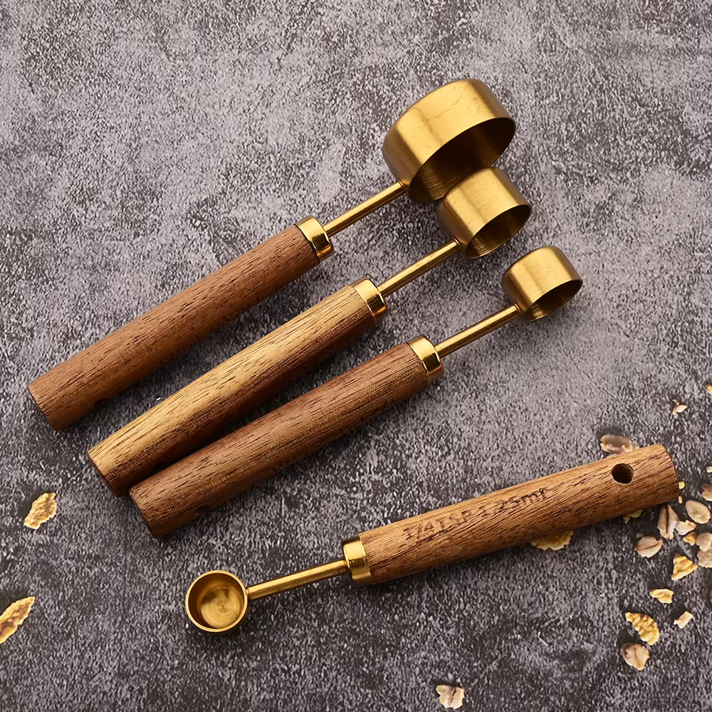 Measuring Spoons Stainless Steel and Wood 8 pcs Utensil Set