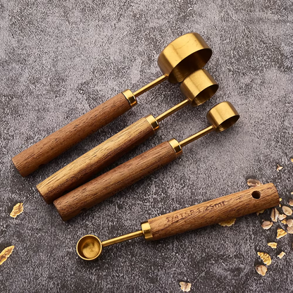 Measuring Spoons Stainless Steel and Wood 8 pcs Utensil Set
