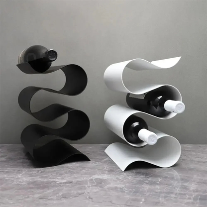 Countertop Wine Racks Free Standing 3 Bottle Holder Sculptural Iron Organizer