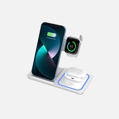 3 in 1 Portable Wireless Charger for Phones, Watches and Earbuds - Foldable Design