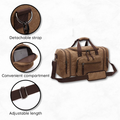 Canvas Duffle Bag Large Travel Weekender Pack with Rugged Shoulder Strap