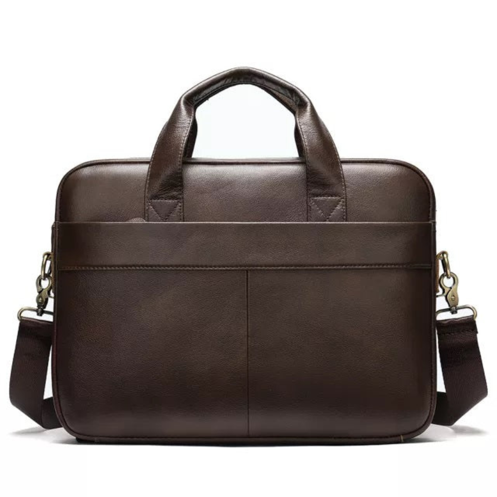Briefcase for Men Genuine Cow Leather Messenger Shoulder Travel Bag 17 Inch