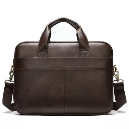 Briefcase for Men Genuine Cow Leather Messenger Shoulder Travel Bag 17 Inch
