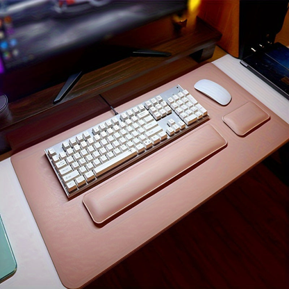 Desk Mat with Keyboard and Mouse Wrist Support Three Piece PU Leather Set