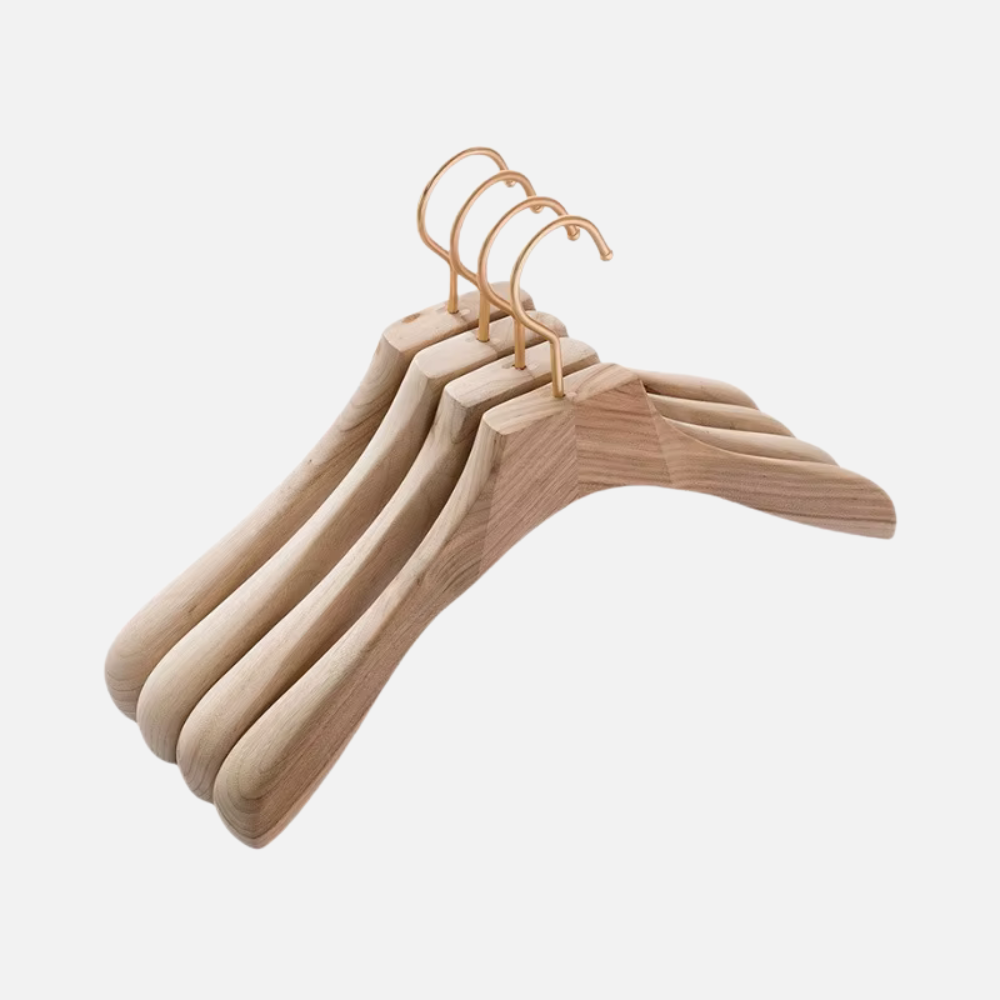 Mens Wide Shoulder & Pants Wooden Hangers, Camphor Wood Suit, Coat & Pants Organizer (Set of 2)