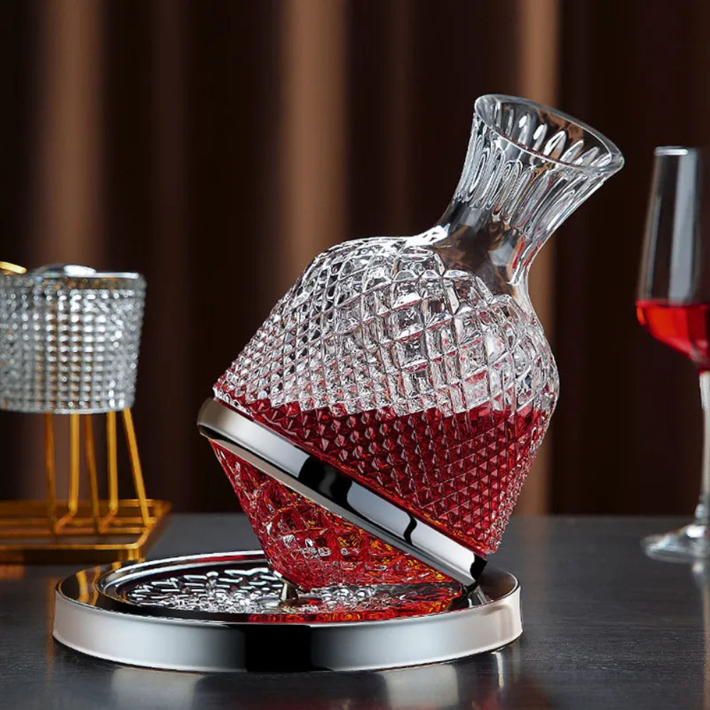 Wine Decanter with 360 Degree Rotating Base and Slanted Spout 50.7fl oz