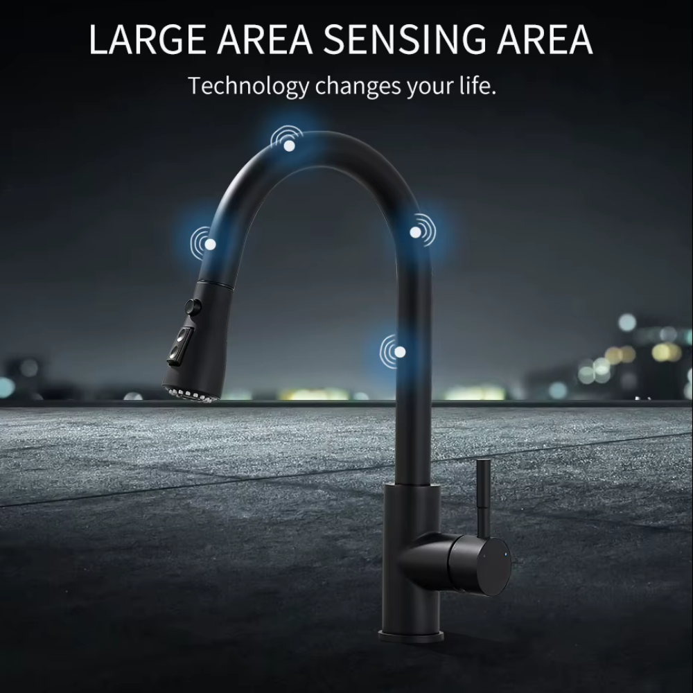 Kitchen Sensor Faucet Water Tap, Stainless Steel Smart Touch With 4 Colors