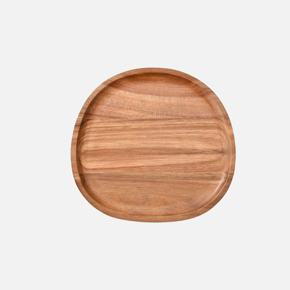Acacia Wood Serving Tray - Raised Edge Wooden Tray