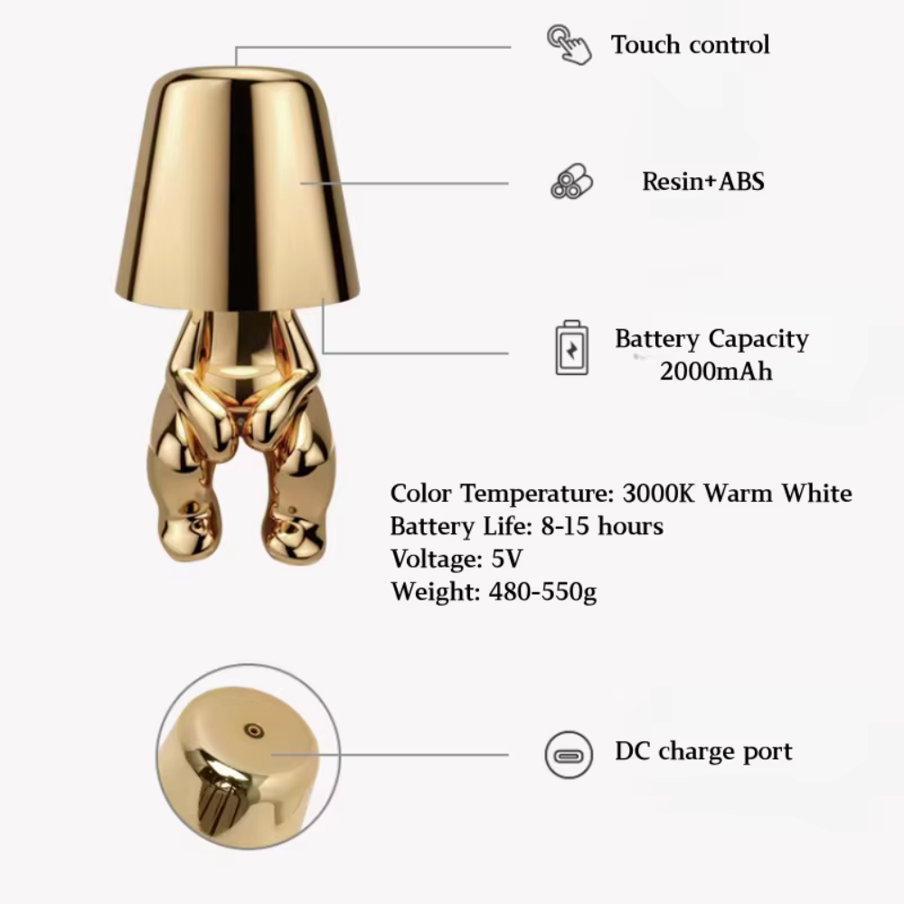 Misterlamp Desk Lamp - Modern Cordless & Rechargeable LED Table Lamp