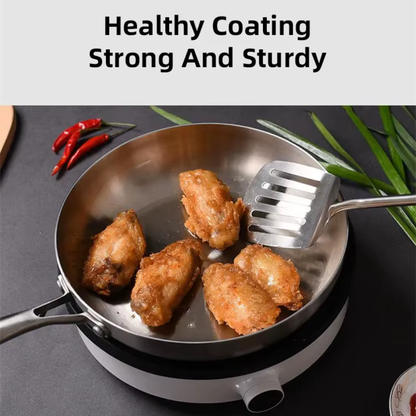 Frying Pan Stainless Steel 3-Ply Deep Cookware for Gas and Induction