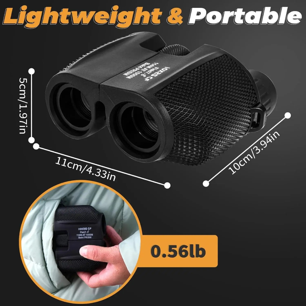 Binoculars 10x25 Fixed Magnification - Portable Optics for Camping