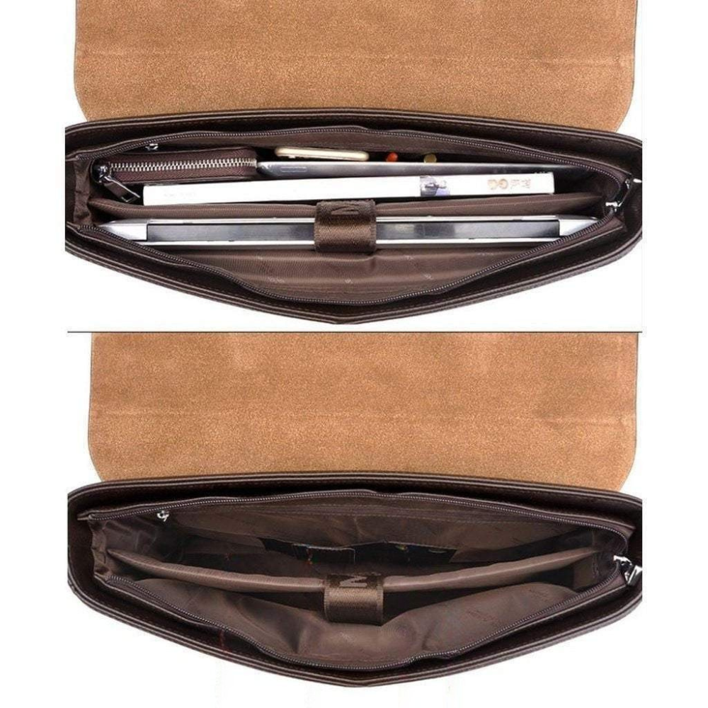 Briefcase Synthetic Leather Business Shoulder Bag with Laptop Sleeve