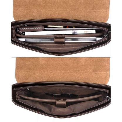 Briefcase Synthetic Leather Business Shoulder Bag with Laptop Sleeve