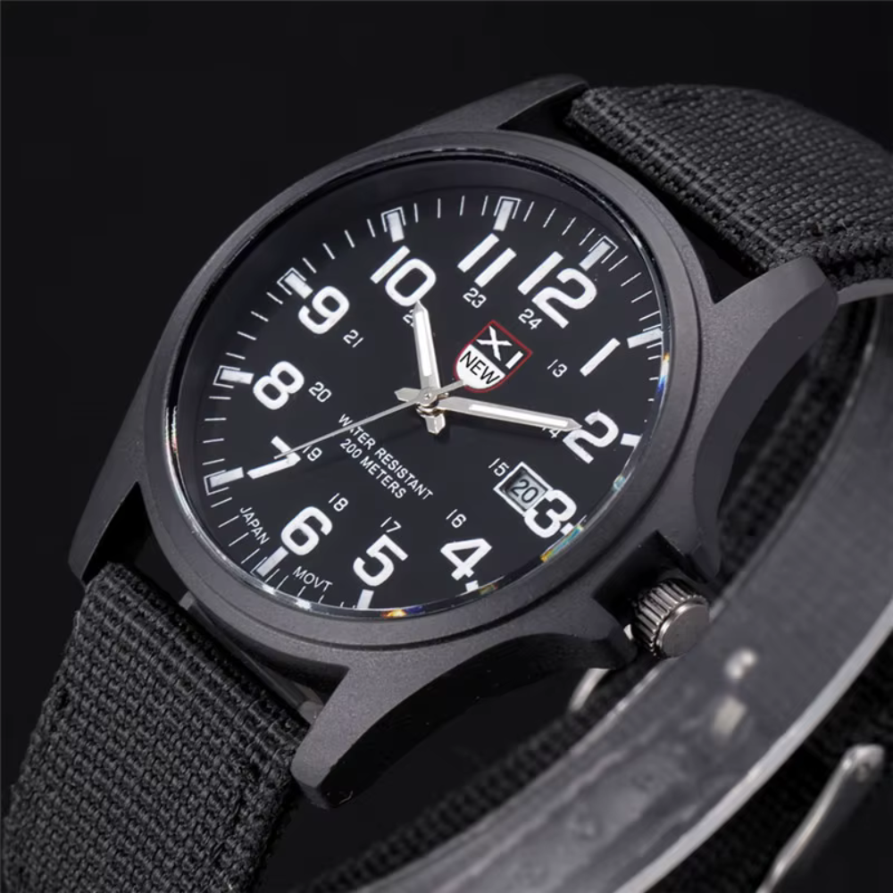 Mens Watches Tactical Field Military Style Quartz Watch with LED
