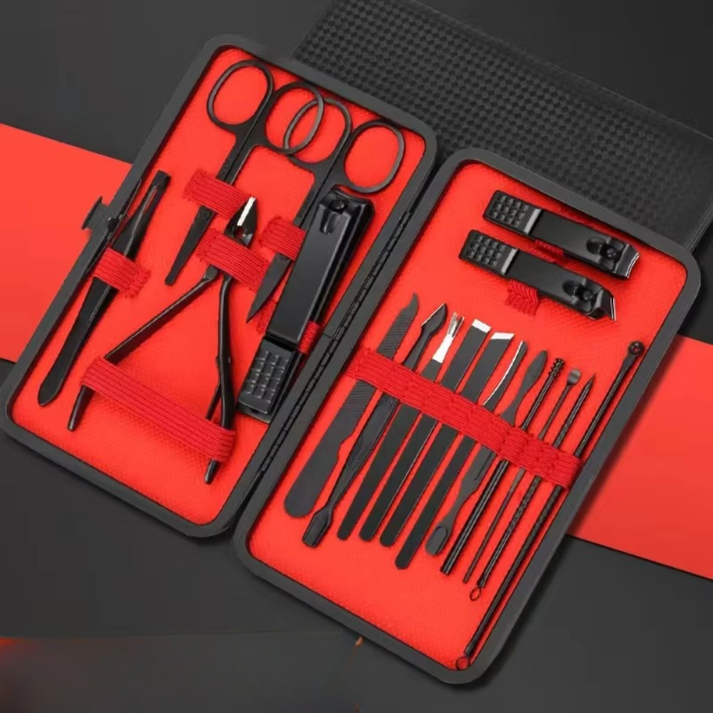 Mens Thick Nail Clipper Set Stainless Steel Portable Grooming Kit