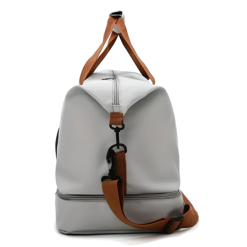 Travel Duffle Bag with Shoe Compartment, Wet Dry Separator and Trolley Strap