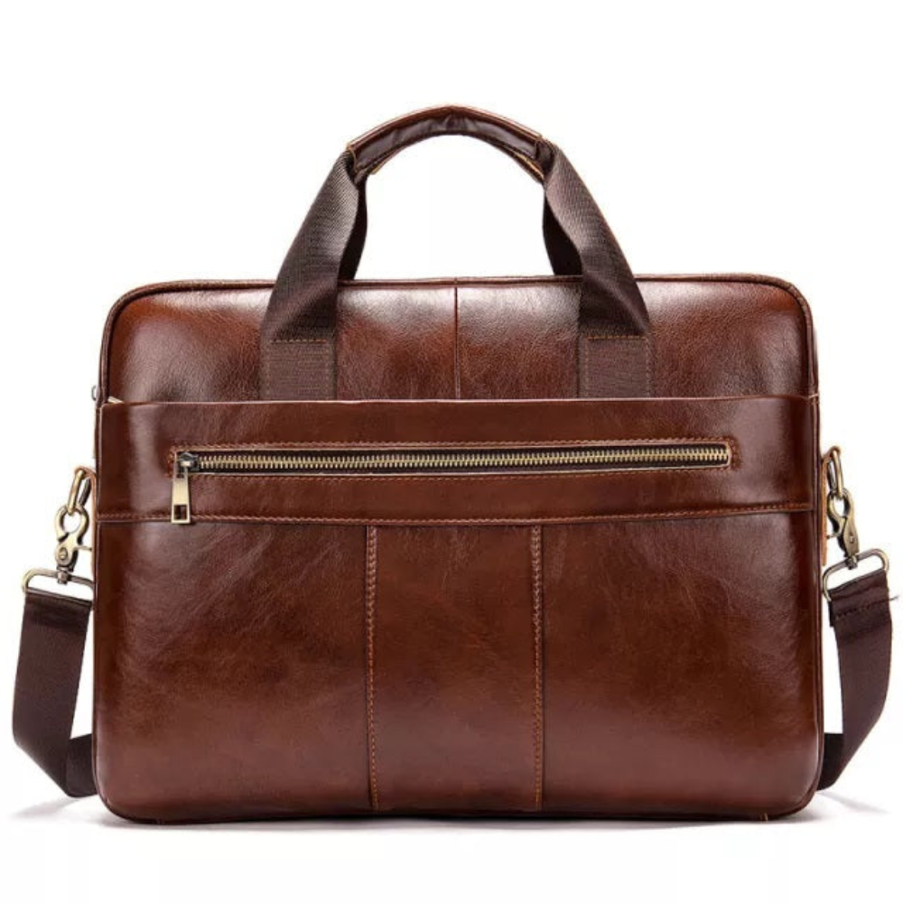 Briefcase for Men Genuine Cow Leather Messenger Shoulder Travel Bag 17 Inch