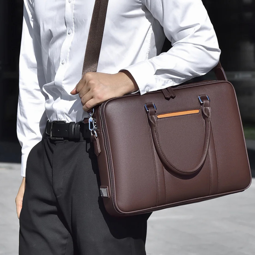 Briefcase Organizer with Laptop Compartment and Crossbody Shoulder Strap