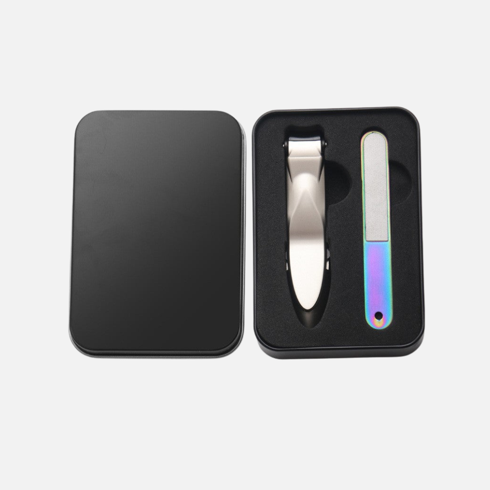 Mens Thick Nail Clippers Anti-splash Wide Jaw Stainless Steel Toenail Cutter Set With File