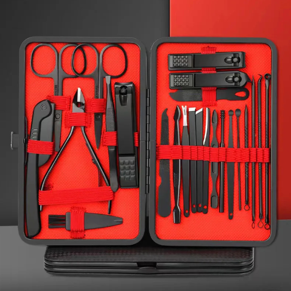 Mens Thick Nail Clipper Set Stainless Steel Portable Grooming Kit