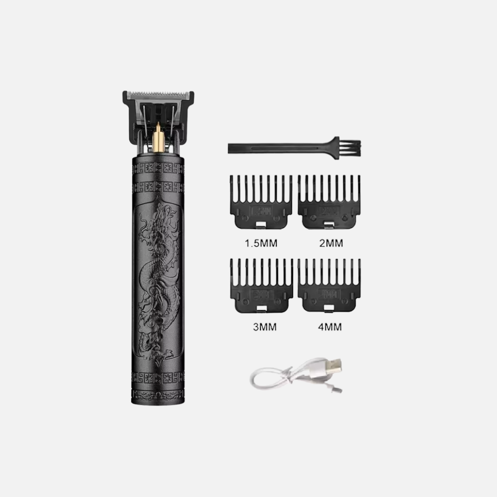 Stainless Steel Hair Clipper, Mens Hair Cutter With Engraved Style Handle