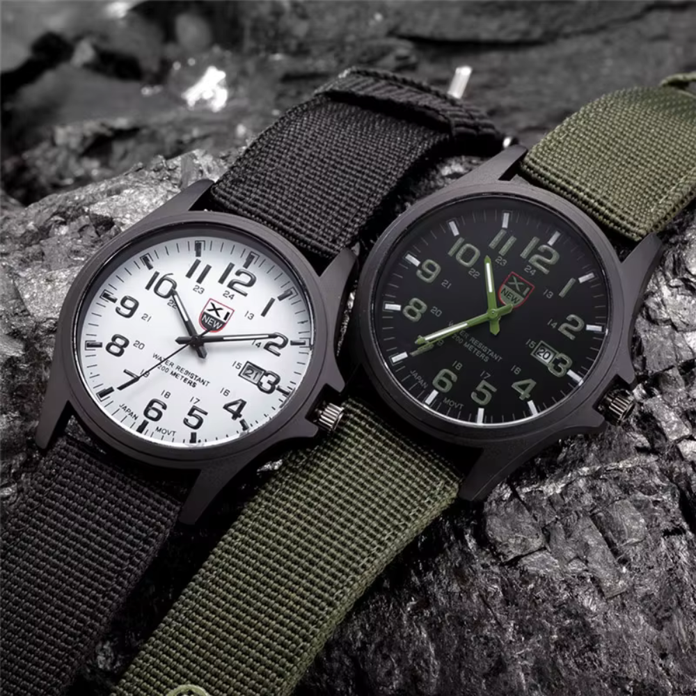 Mens Watches Tactical Field Military Style Quartz Watch with LED