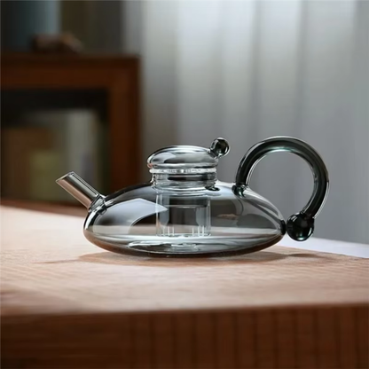 Glass Teapot Kettle WIth Filter & Tea Cups Matching Set