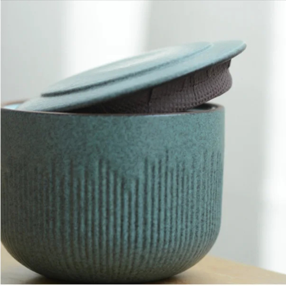 Portable Tea Set For Travel, Bluestone Glazed Style Set