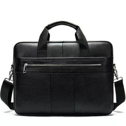 Briefcase for Men Genuine Cow Leather Messenger Shoulder Travel Bag 17 Inch