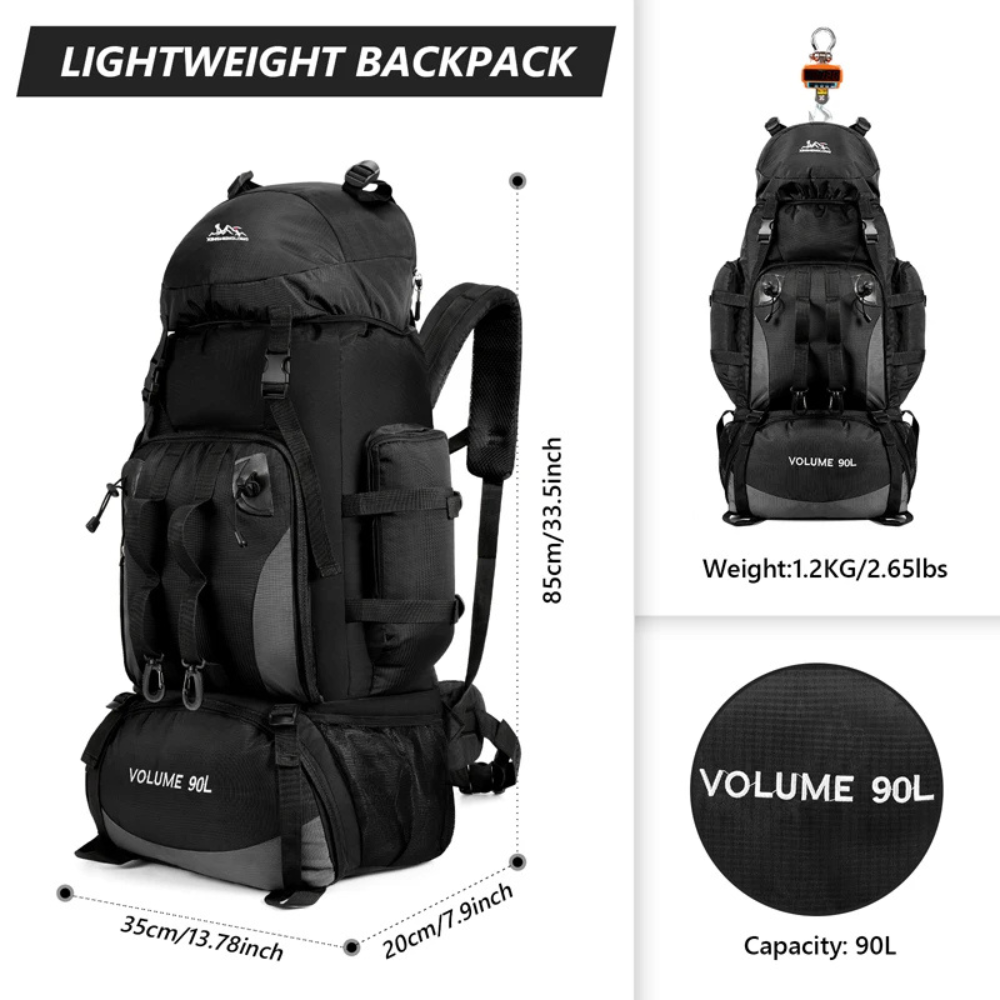 Hiking Backpack 90L Extra Large Rucksack for Multi Day Trekking